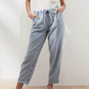 Banana Republic High-Rise Light Wash Summerweight Denim Drawcord Barrel Jean